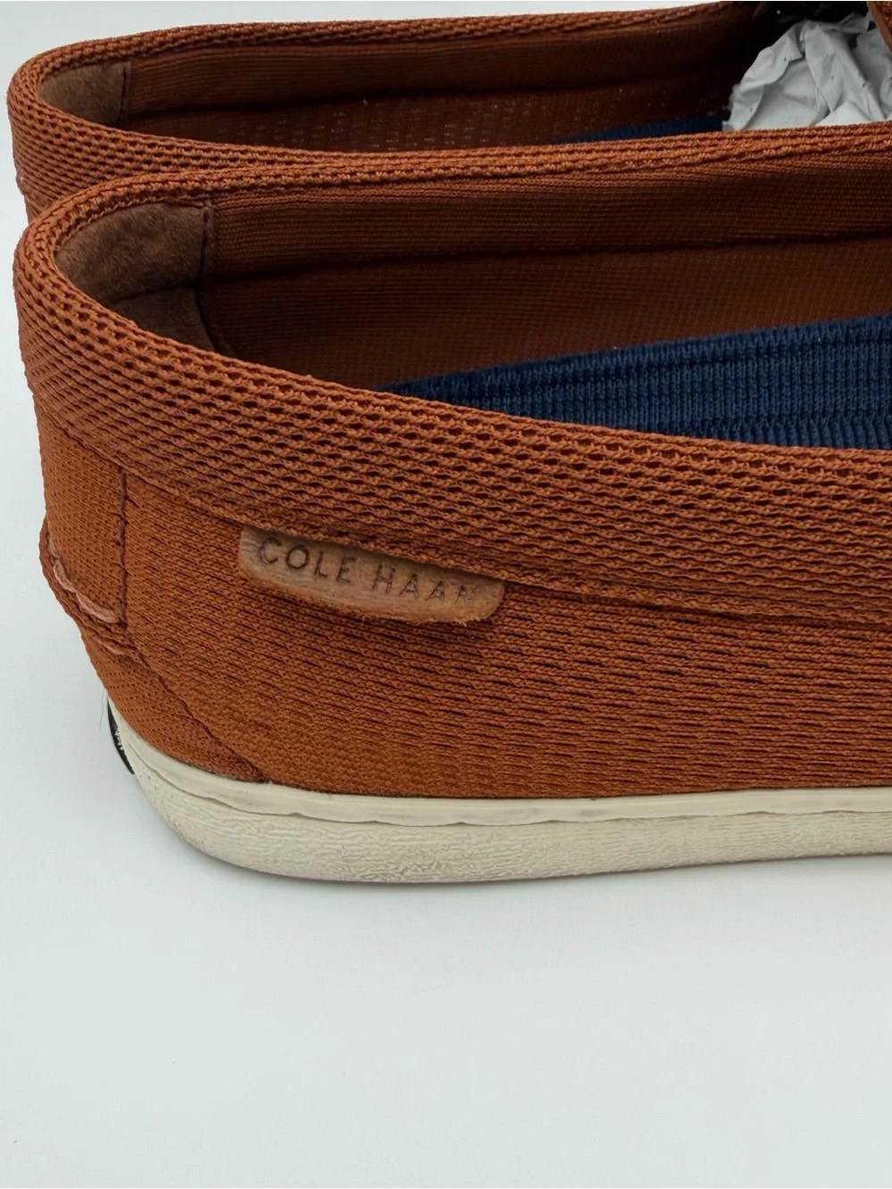 Cole Haan Men’s Nantucket Knit Loafers Boat Shoes Burnt Orange 12